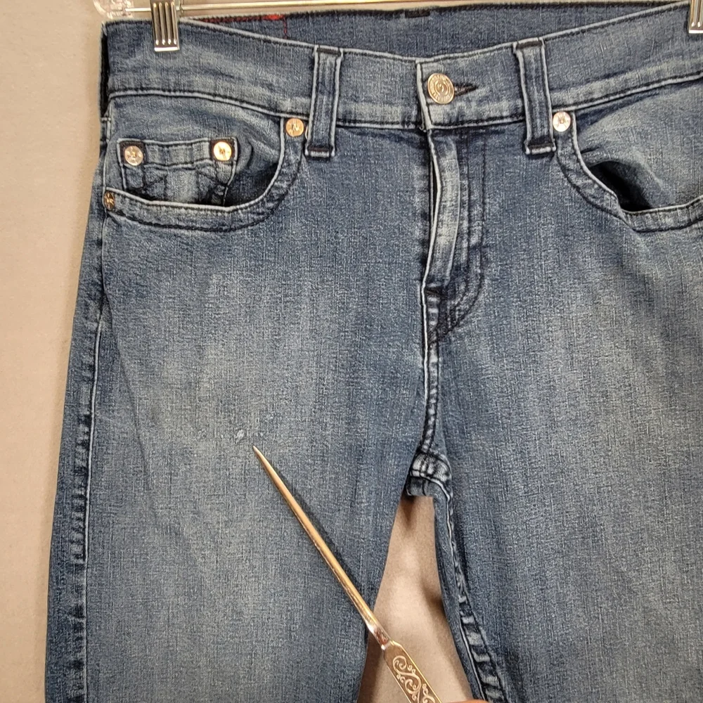 True Religion Mens Ricky Jeans Size 32x29 Blue Denim Relaxed Straight Stretch